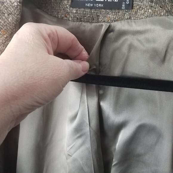 Vintage Larry Levine heather tweed bomber jacket button pockets women's 10-12 - Picture 13 of 16